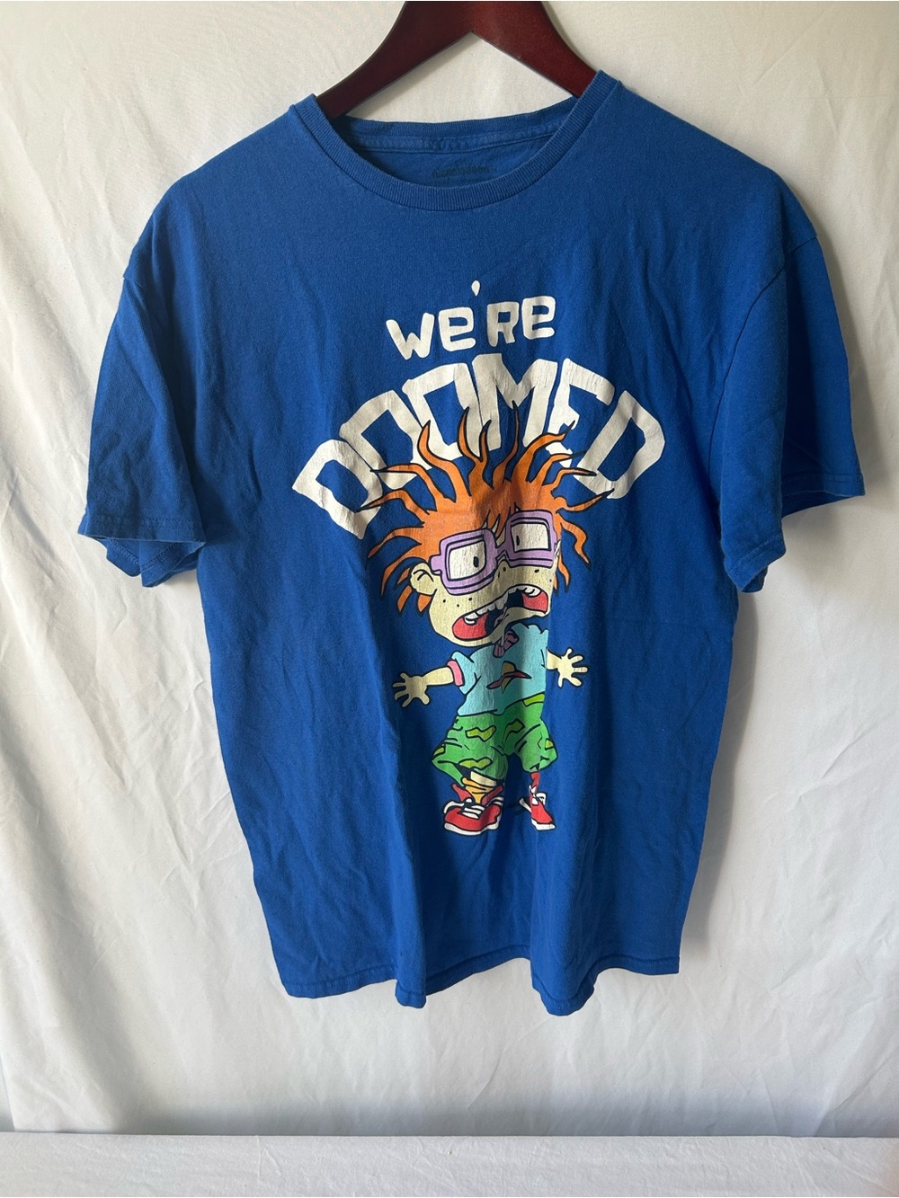 Nickelodeon Blue Men’s Size Large 'We're Doomed' Graphic Tee 100% Cotton Rugrats